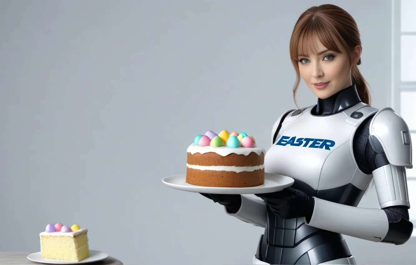 Photo wallpaper girl, food, Easter, service