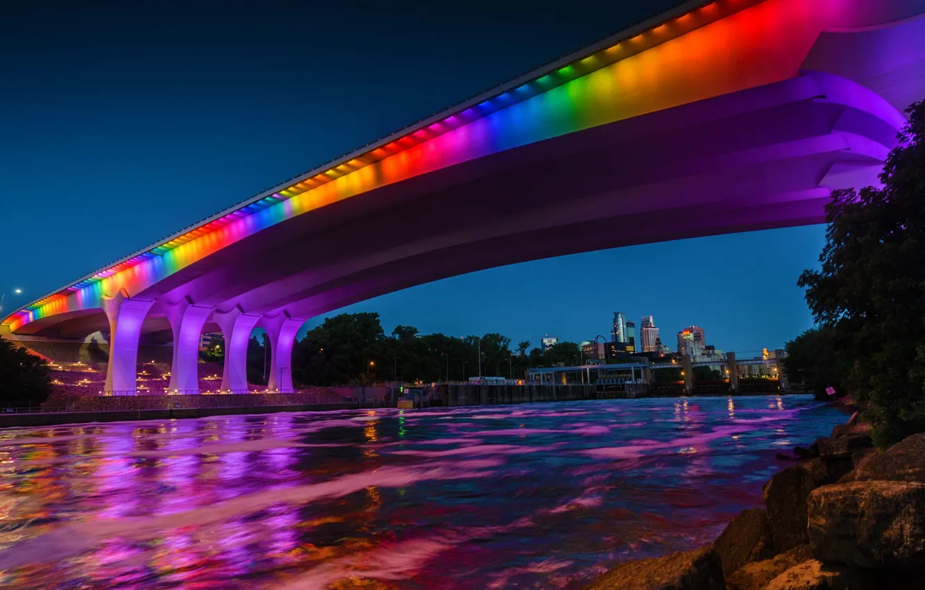 Photo wallpaper bridge, river, USA, Minneapolis, Mississippi