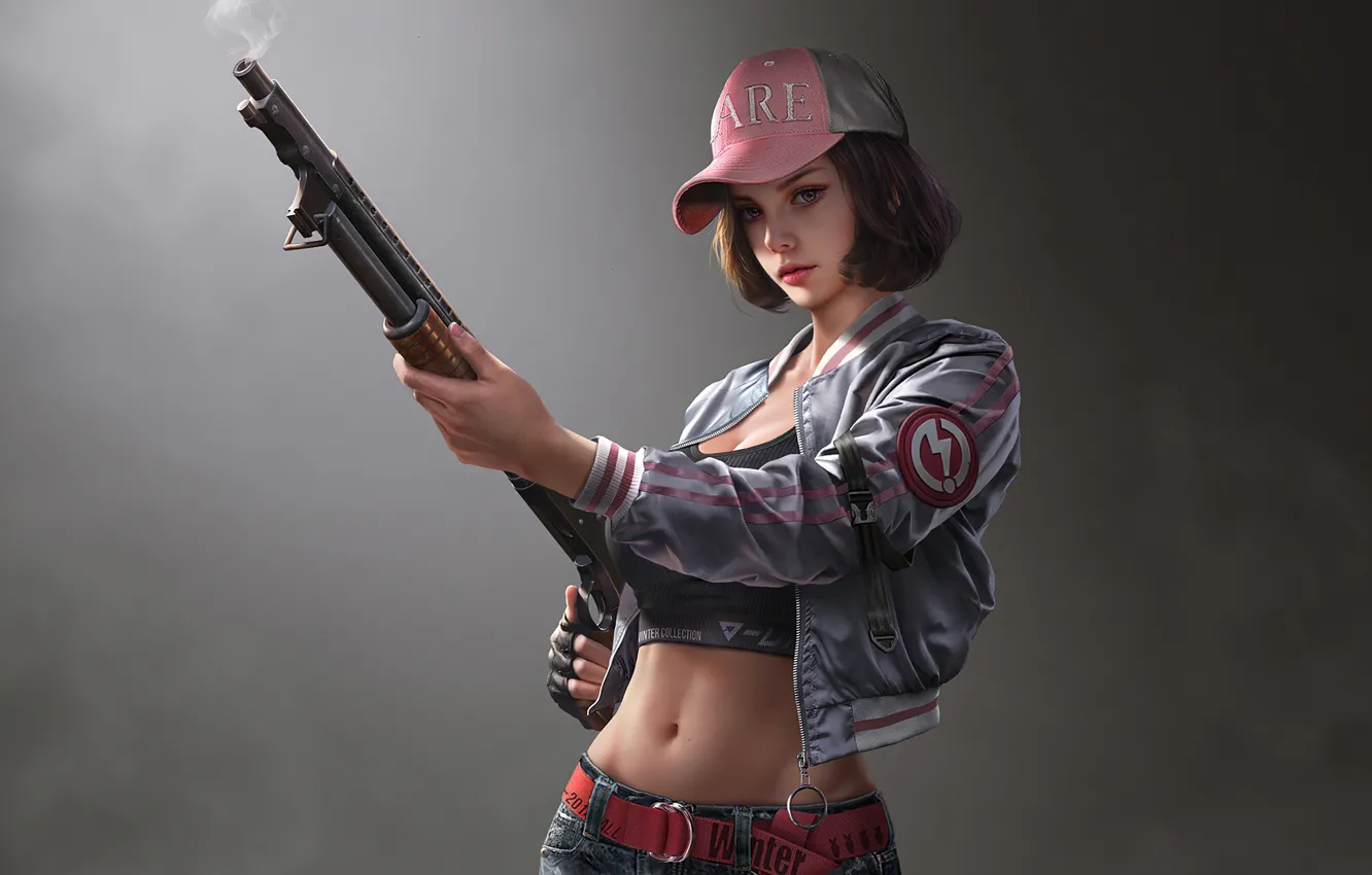 Photo wallpaper girl, style, the gun, PlayerUnknown's Battlegrounds