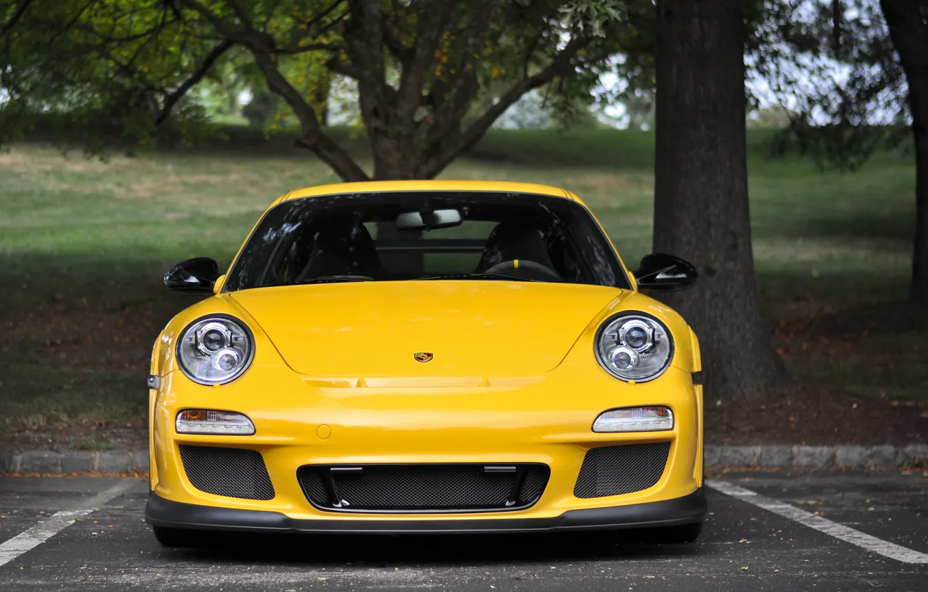 Photo wallpaper yellow, Porsche, Porsche, Porsche GT3 RS 4