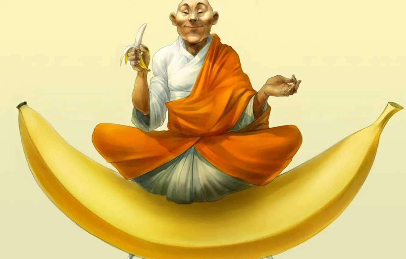 Photo wallpaper mood, figure, bananas, yogi, asana