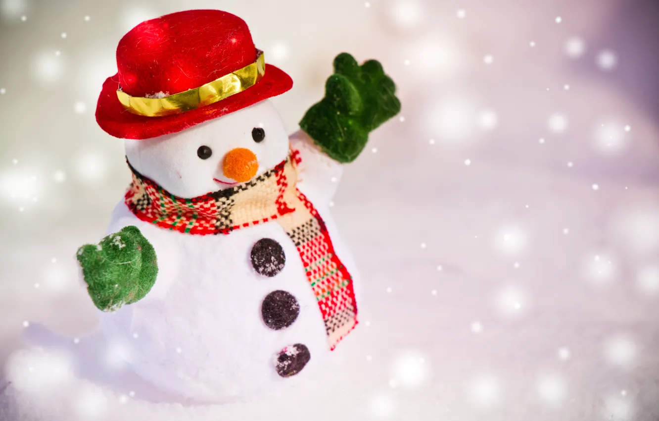 Photo wallpaper winter, snow, snowflakes, new year, Christmas, snowman, Christmas, winter
