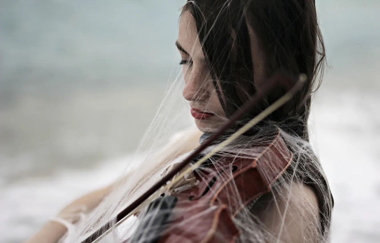 Photo wallpaper girl, violin, web