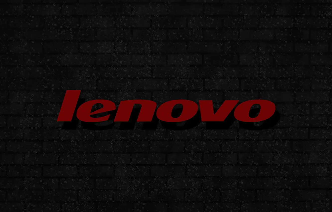 Photo wallpaper bubbles, logo, background, brick wall, lenovo, gray wall, red lettering