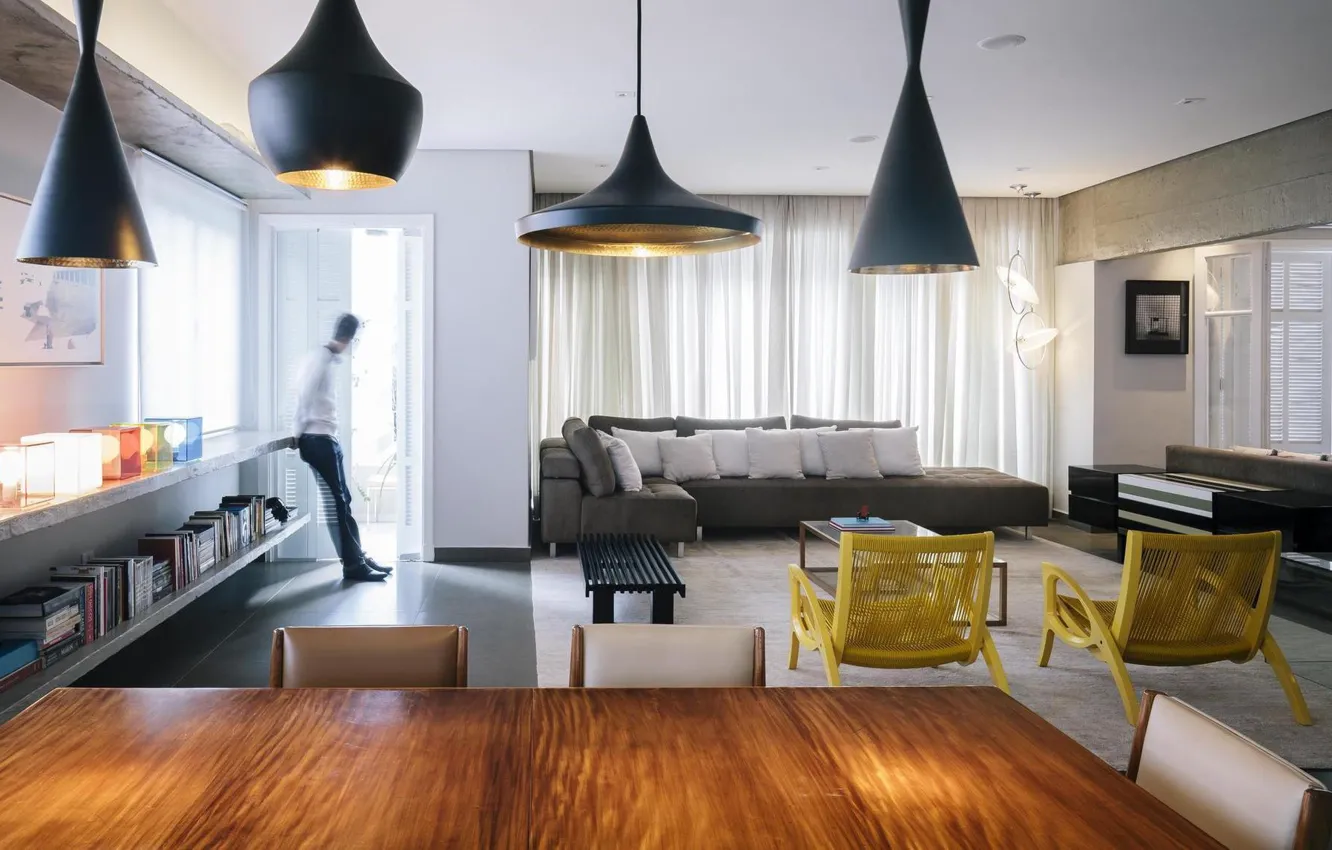 Photo wallpaper design, interior, living room, dining room, Maranhão Apartment, by Fc Studio