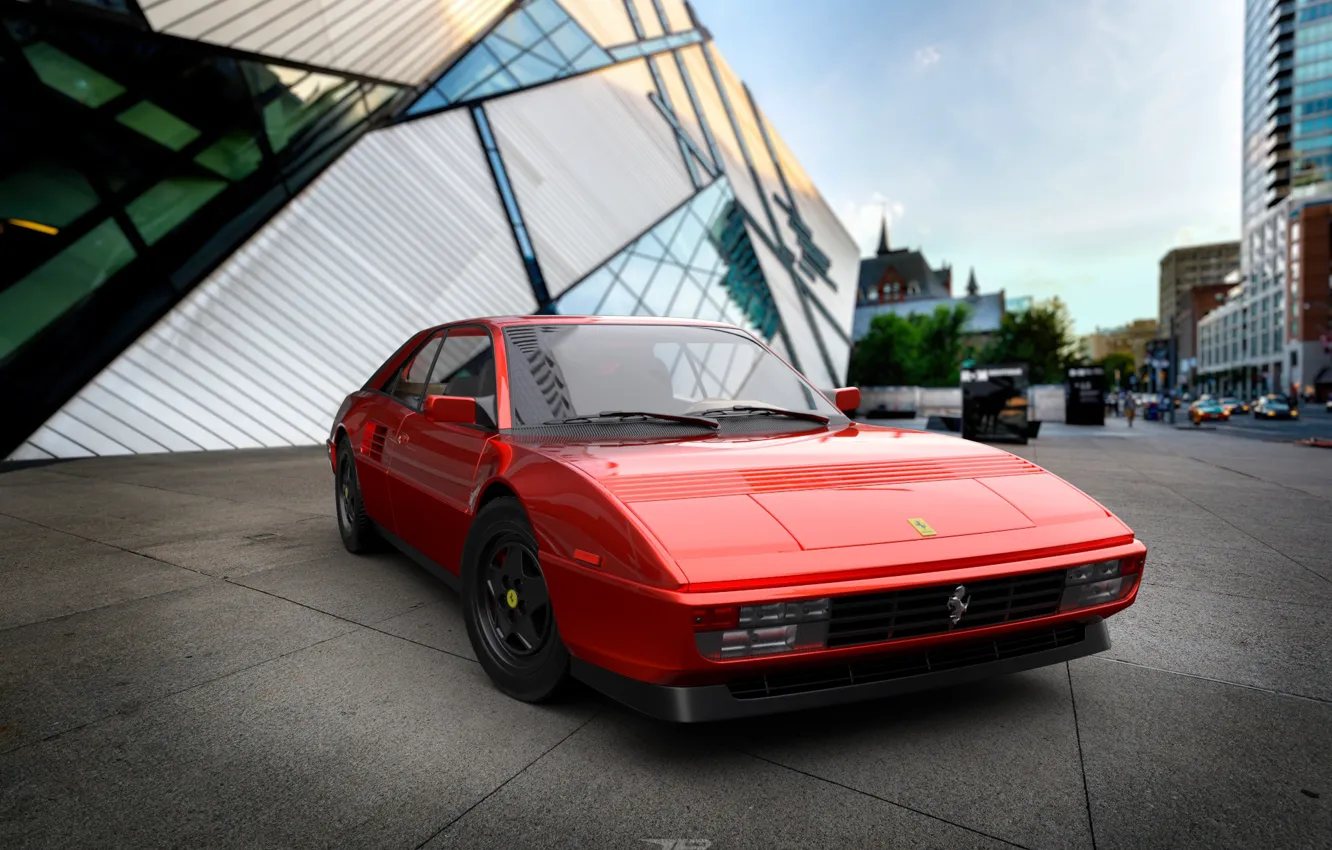 Photo wallpaper Red, Auto, Machine, Ferrari, 1980, Rendering, Mondial, by Mikhail Nikolaev