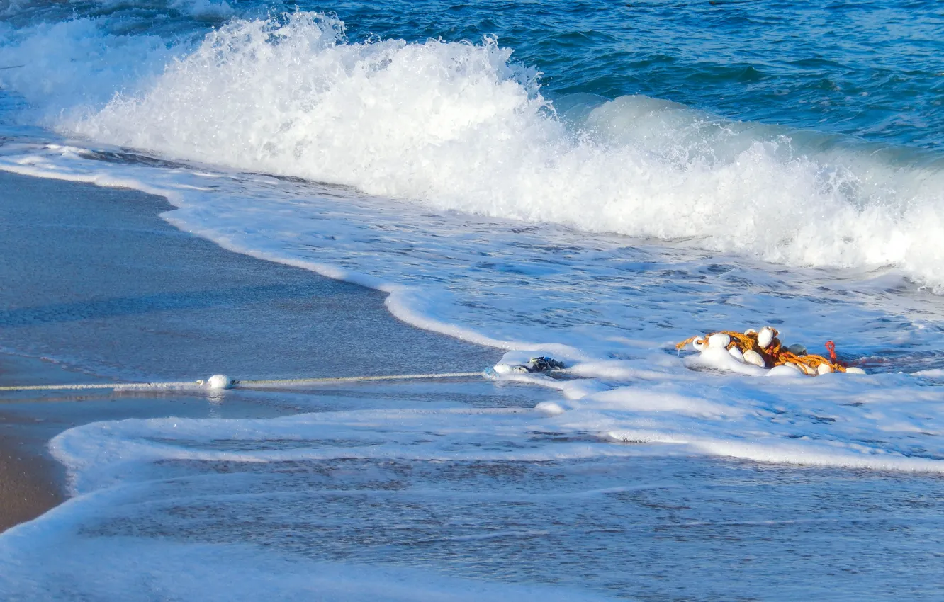 Photo wallpaper sand, sea, wave, foam, widescreen, Wallpaper, wallpaper, widescreen