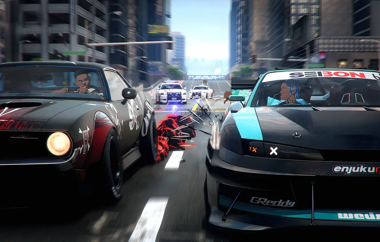 Photo wallpaper Race, NFS, Art, Need For Speed, Cops, Unbound, NFS Unbound