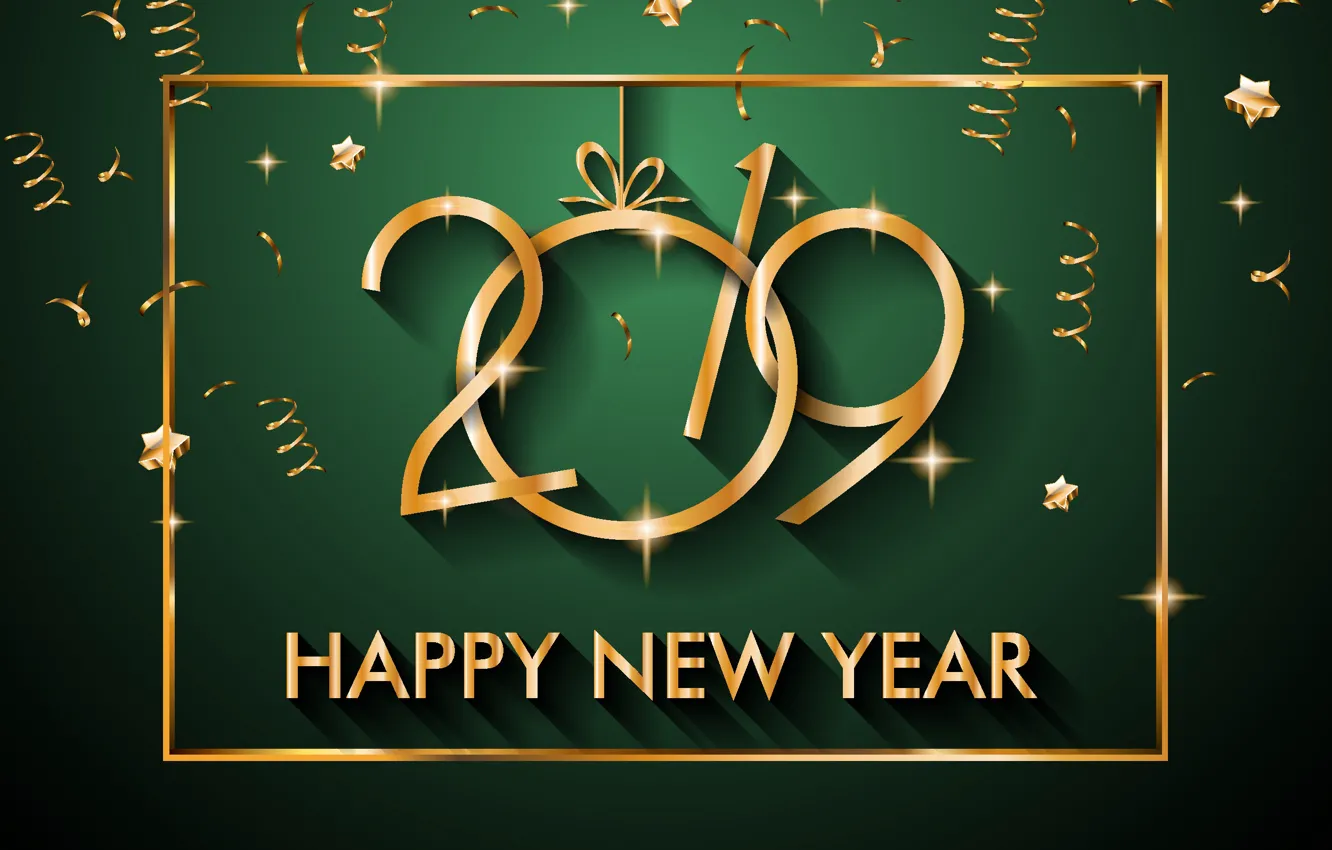 Photo wallpaper green, background, gold, new year, 2019