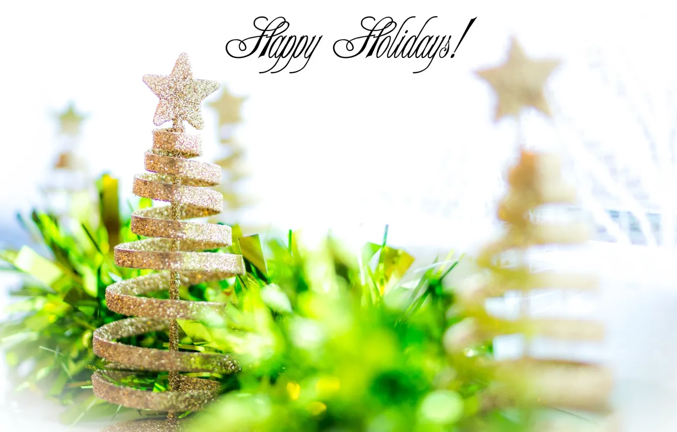 Photo wallpaper green, background, holiday, tree, new year, spruce, Christmas, tinsel