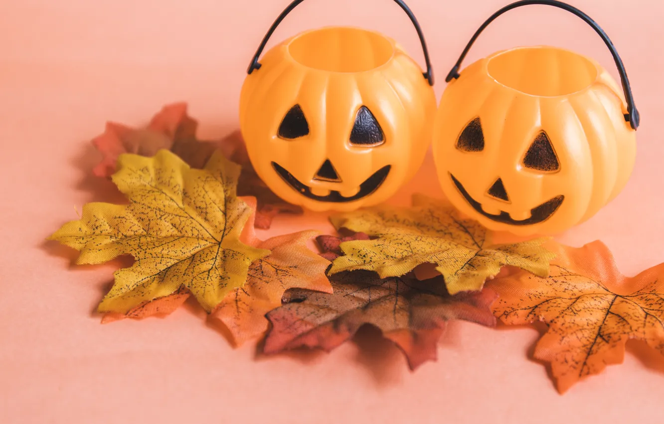 Photo wallpaper autumn, leaves, holiday, pumpkin, Heluin