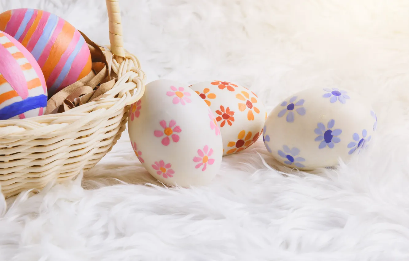 Photo wallpaper basket, eggs, Easter, Holiday