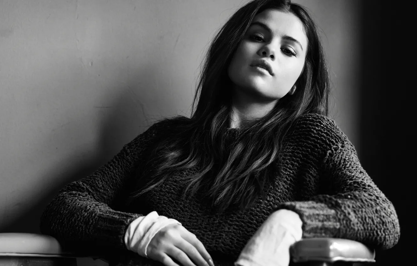 Photo wallpaper photo, actress, brunette, black and white, singer, Selena Gomez, Selena Gomez, InStyle