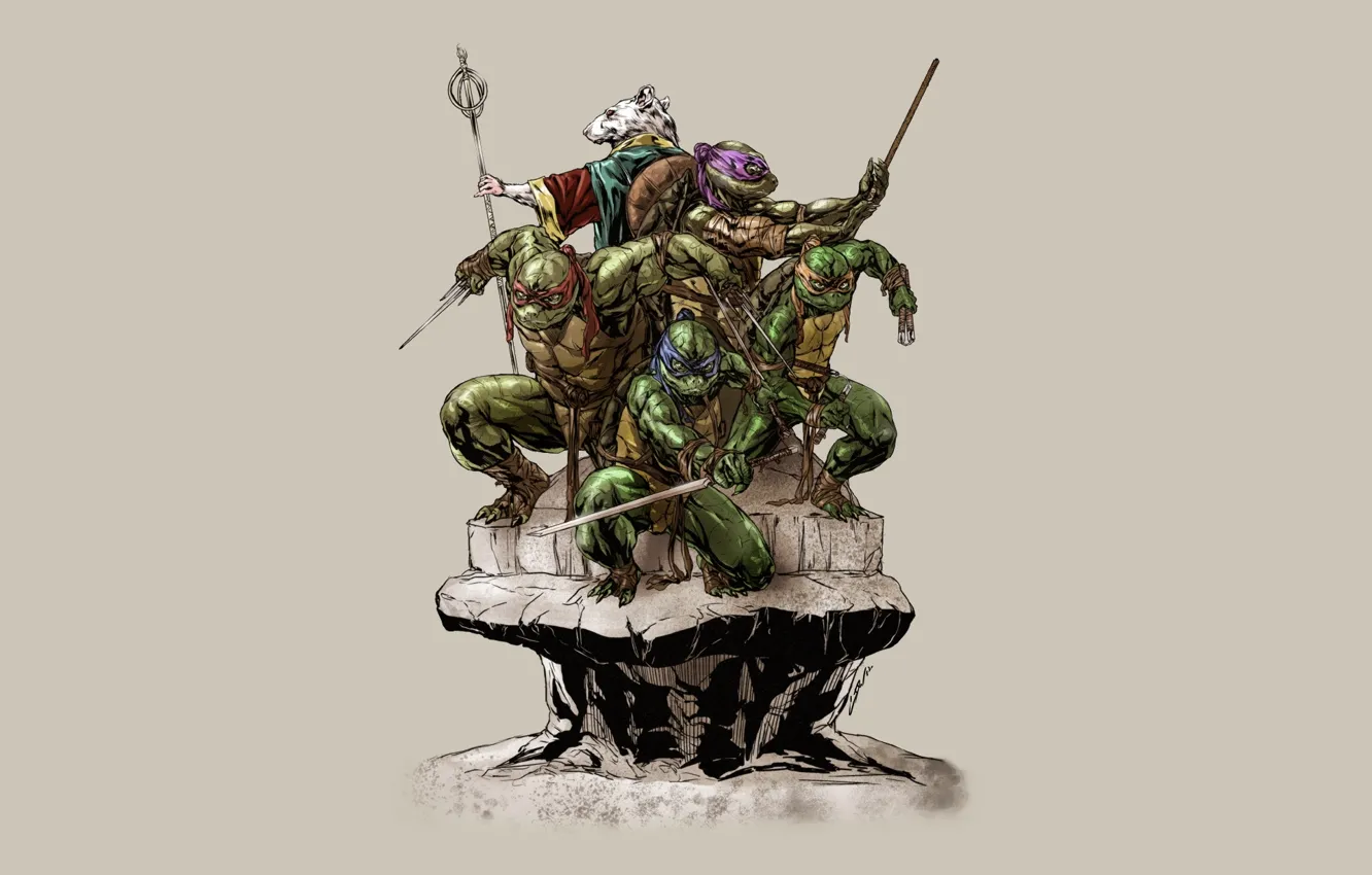 Photo wallpaper Rafael, TMNT, Raphael, Leonardo, Donatello, Donatello, Leonardo, Splinter