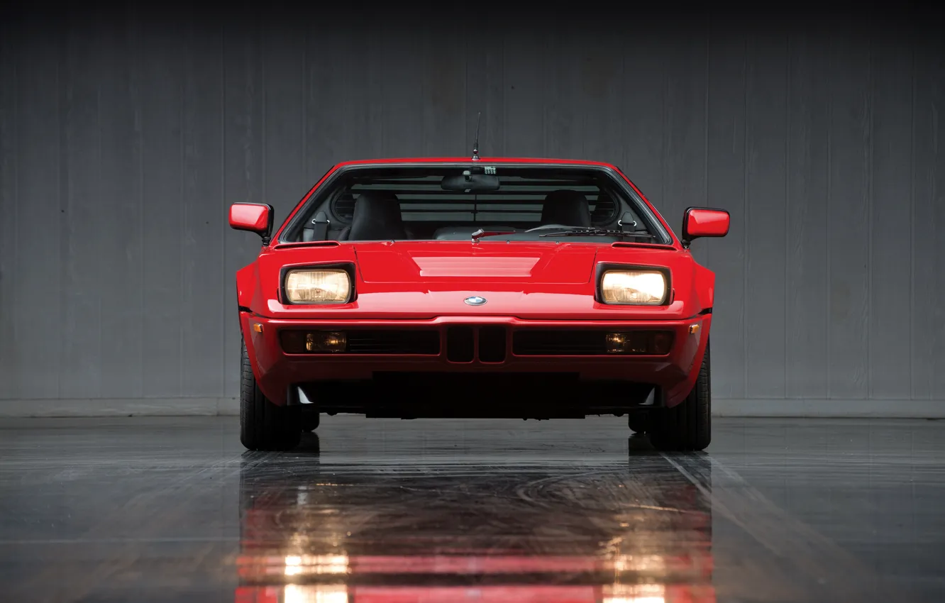 Photo wallpaper light, red, lights, BMW, front view, BMW M1, E26, M1