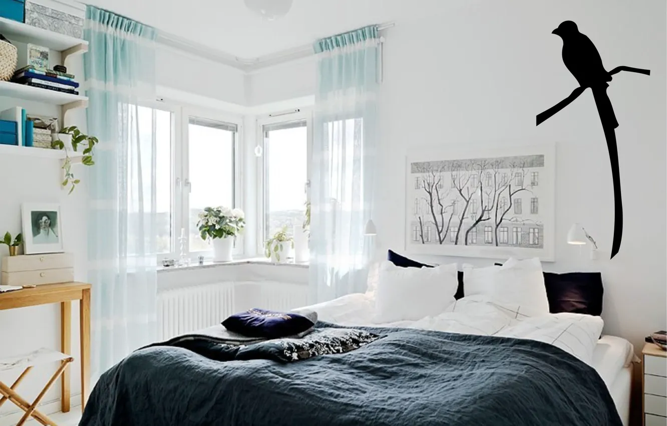 Photo wallpaper design, style, room, interior, bedroom, Scandinavian