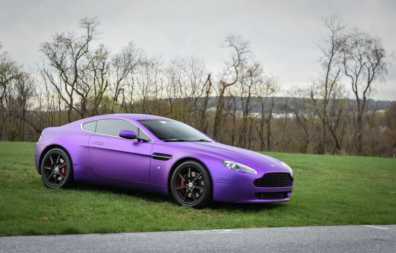 Photo wallpaper Aston Martin, Vantage, lilac