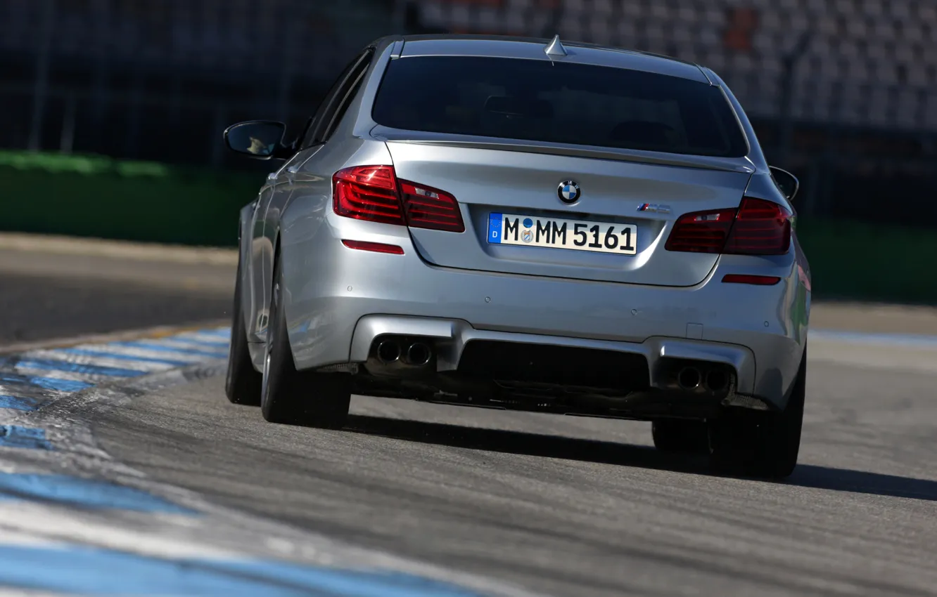 Photo wallpaper grey, BMW, sedan, F10, 2013, feed, M5, M5 Competition