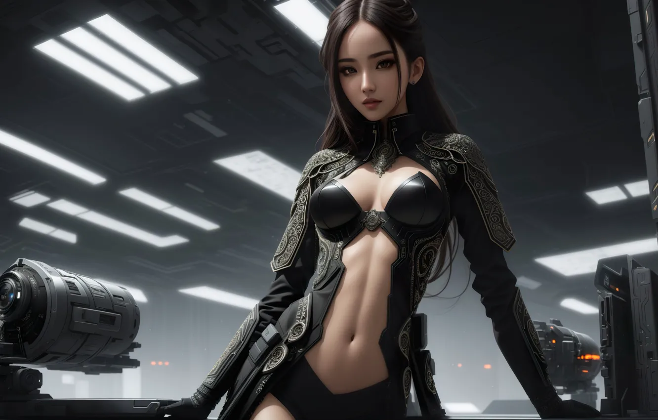 Photo wallpaper girl, fantasy, art, digital art, fantasy art, black clothes, fantasy girl, AND BE