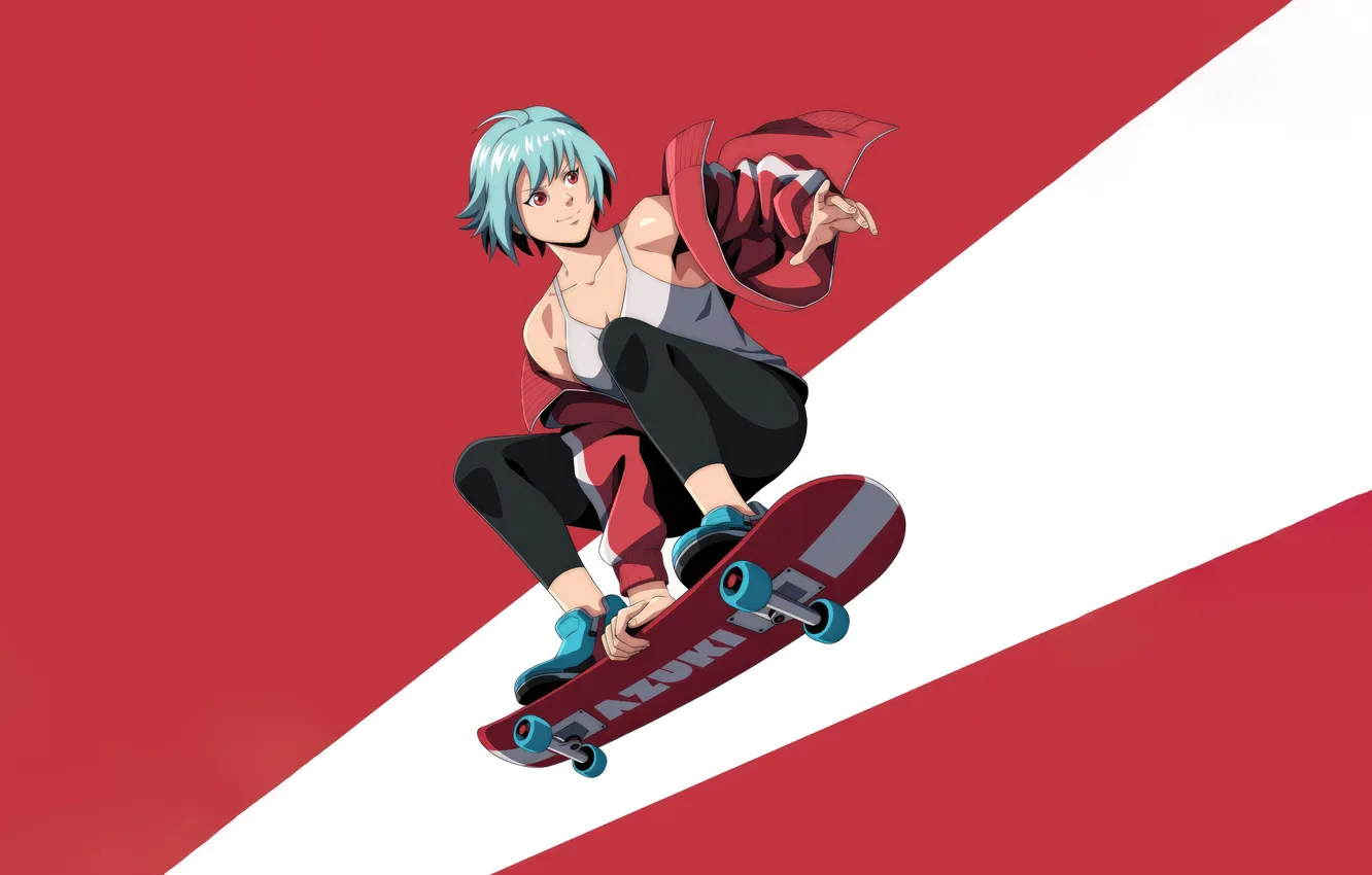Photo wallpaper girl, skateboard, adventures