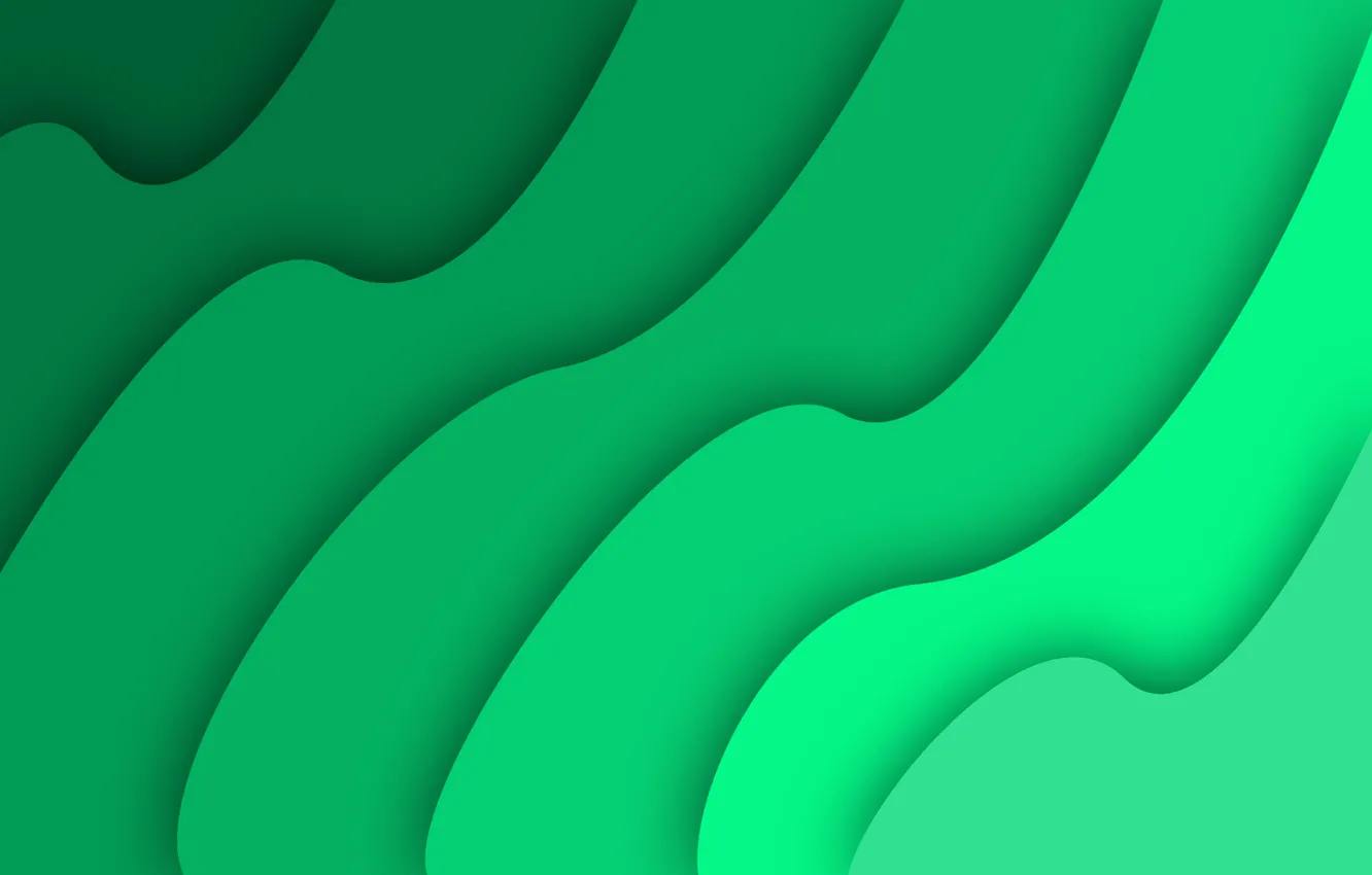 Photo wallpaper simple, green, abstract, waves, wave