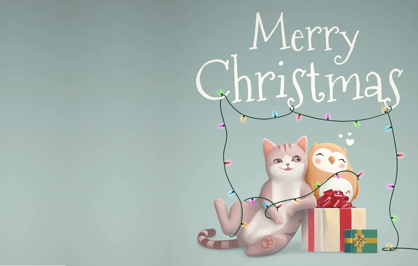 Photo wallpaper holiday, gift, new year, art, children's, Merry Christmas and Happy New Year, Jordi Villarroya