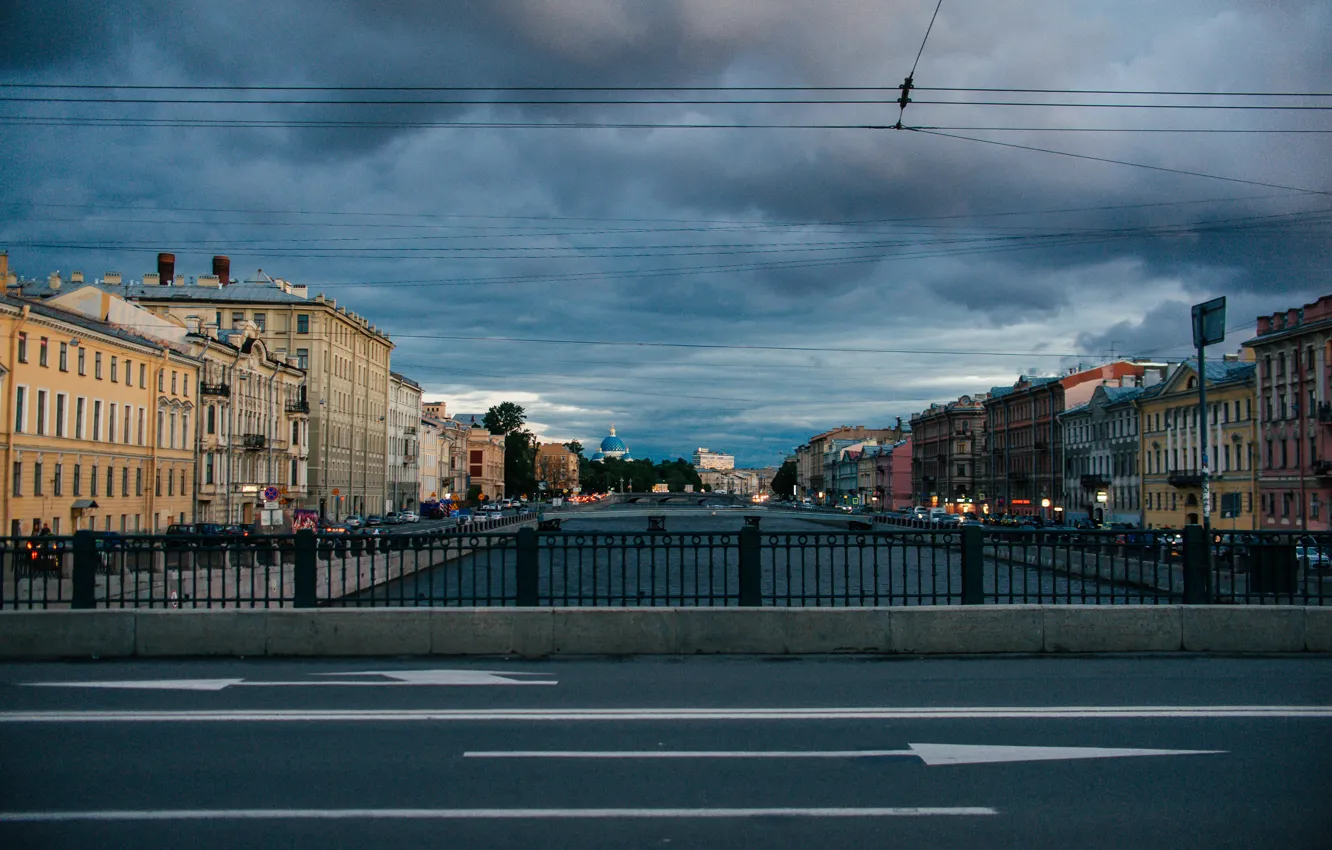Photo wallpaper the sky, bridge, the city, river, SPb, St. Petersburg