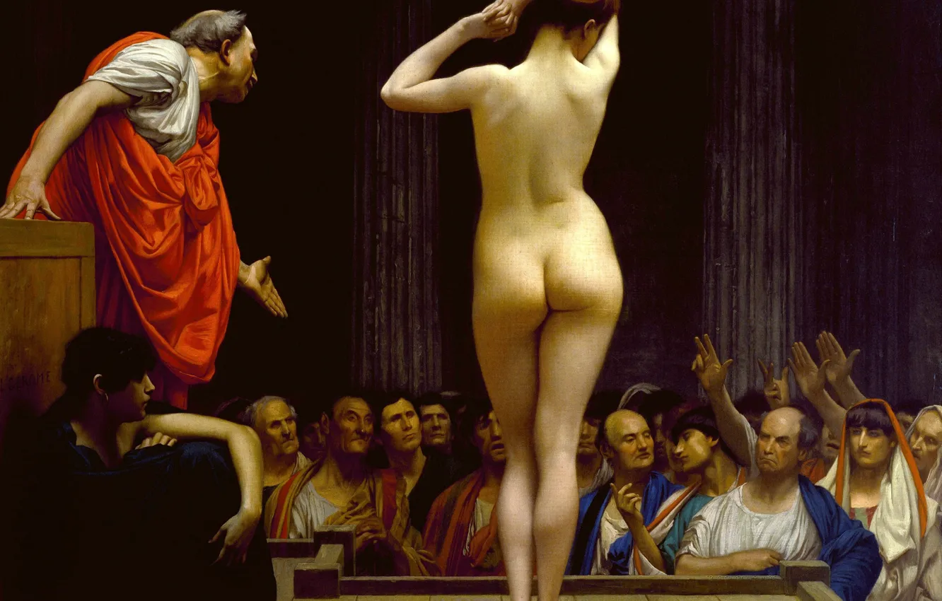 Photo wallpaper erotic, picture, history, genre, Jean-Leon Gerome, Roman Slave Market