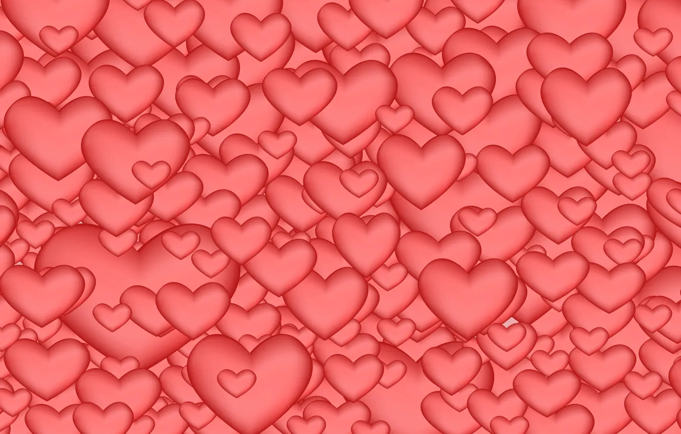 Photo wallpaper Hearts, Pink Background, Abstraction