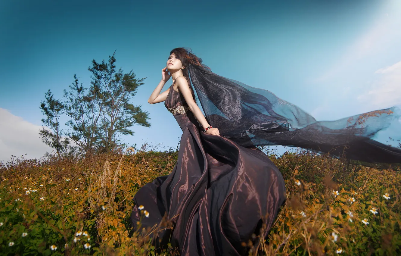 Photo wallpaper girl, background, Asian