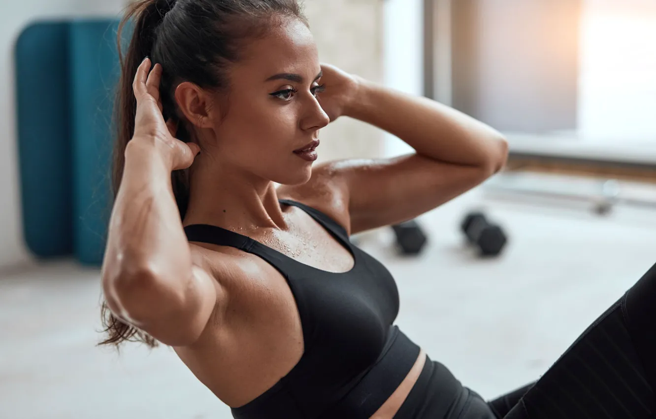 Photo wallpaper figure, fitness, press, pose, training, workout, fitness, training