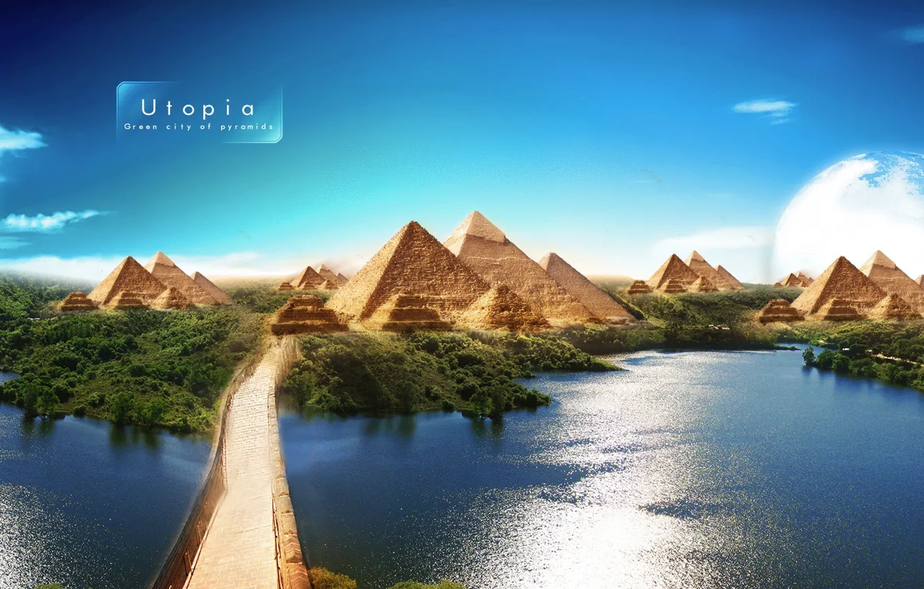 Photo wallpaper Utopia, Channel, Pyramid