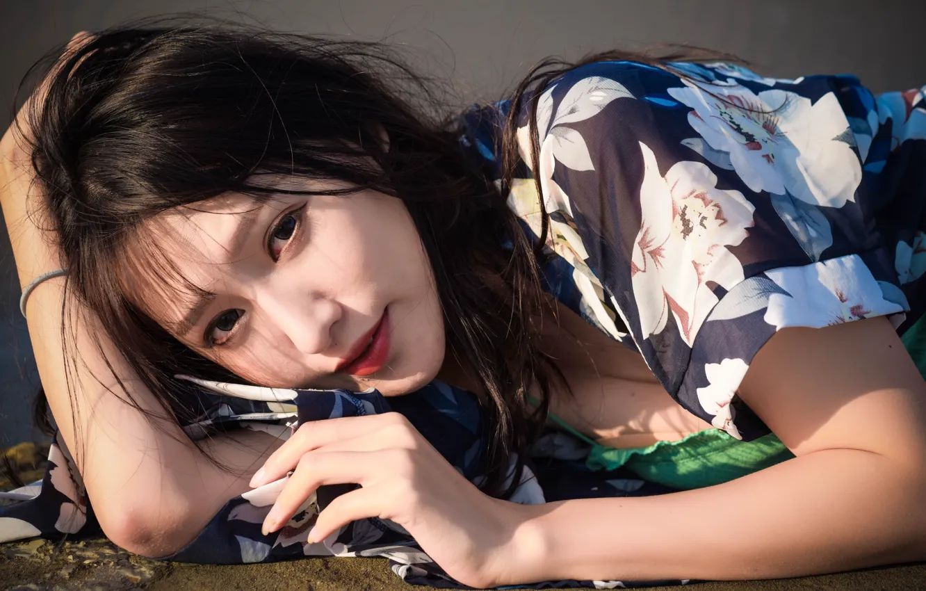 Photo wallpaper look, face, hair, Asian