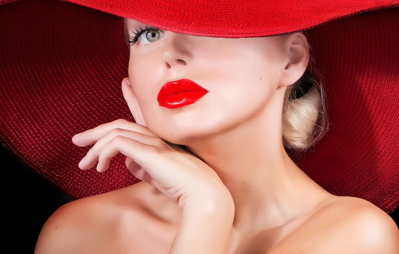 Photo wallpaper look, girl, face, eyelashes, model, hair, hands, makeup