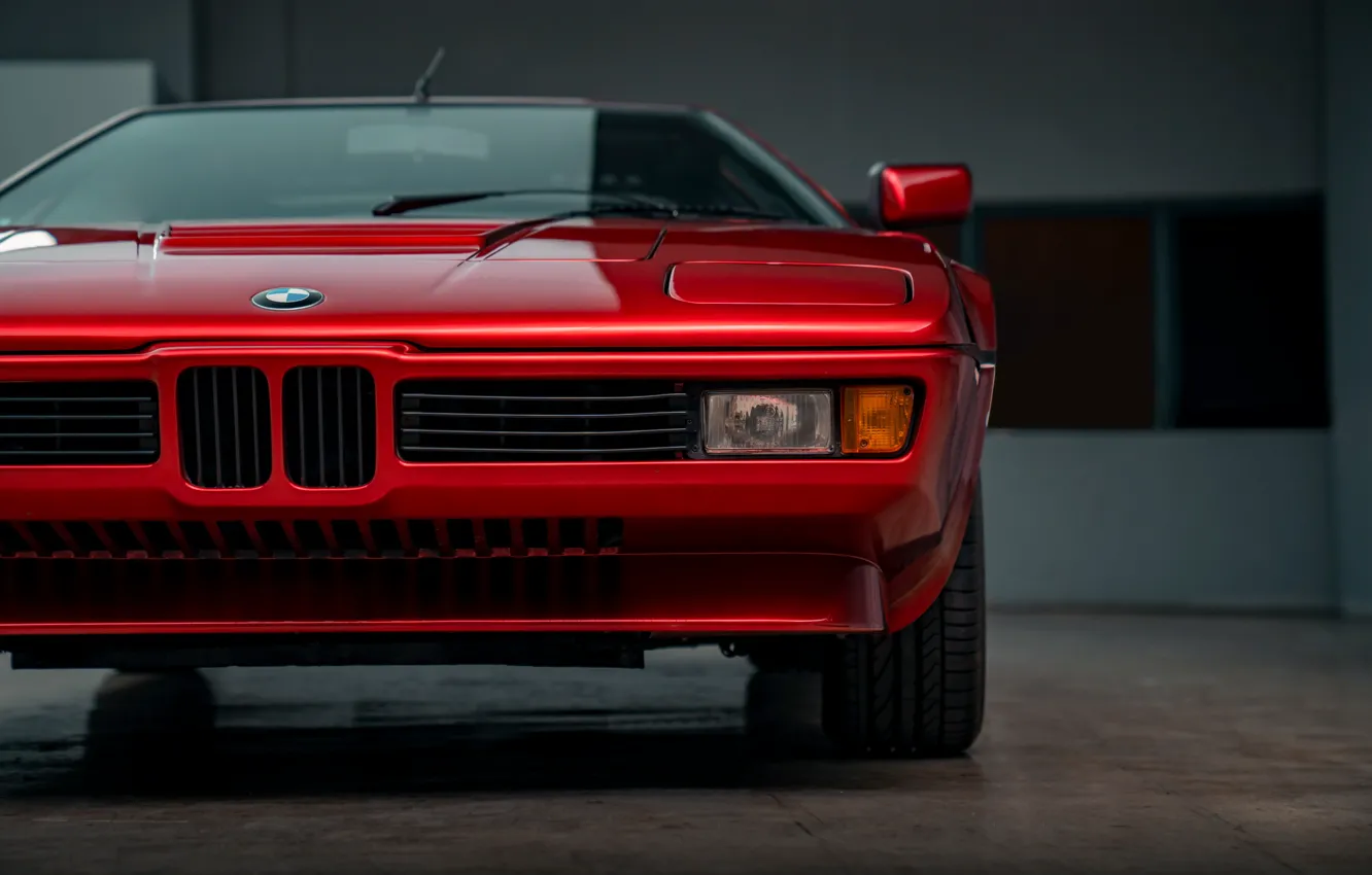 Photo wallpaper BMW, close-up, front, BMW M1, E26, M1