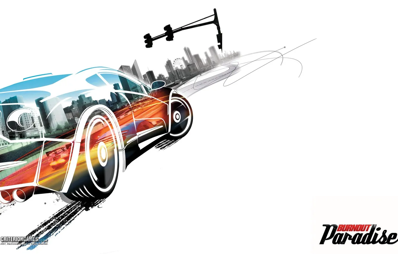 Photo wallpaper car, auto, figure, burnout, paradise