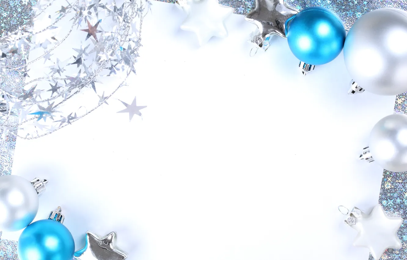 Photo wallpaper snow, decoration, balls, New Year, Christmas, Christmas, balls, decoration