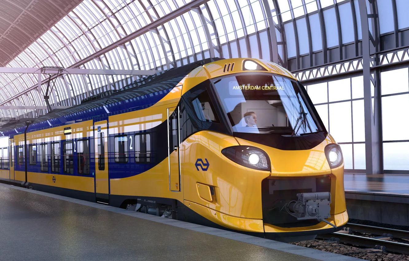 Photo wallpaper Train, Netherlands, Rotterdam, Rotterdam, Central station, Central Station, Coradia Stream Intercity, Regional Train