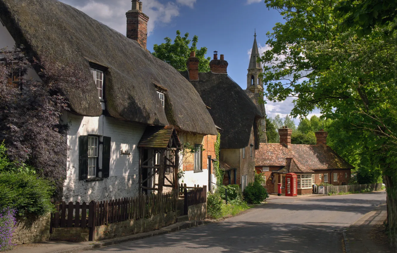 Photo wallpaper street, village, home, UK, Oxfordshire, Clifton Hampden, Clifton Hampden