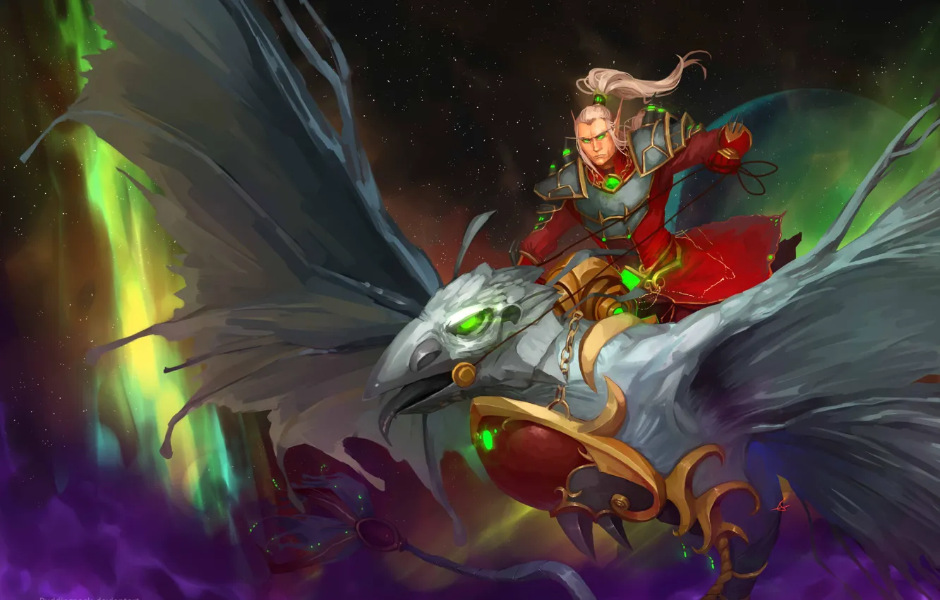 Photo wallpaper World of Warcraft, wow, blood elf, blood elf, Dragonhawk