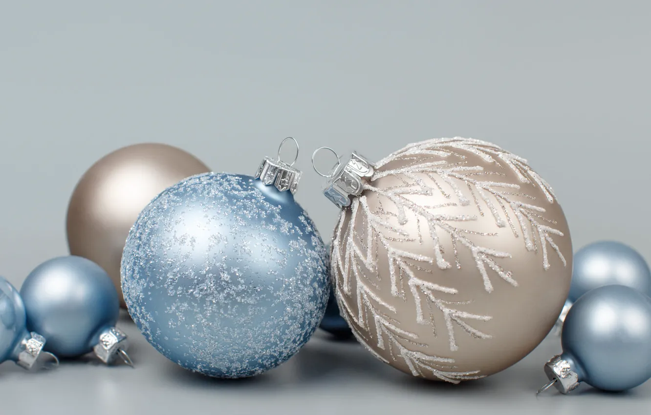 Photo wallpaper winter, balls, holiday, balls, blue, Christmas, New year, light background