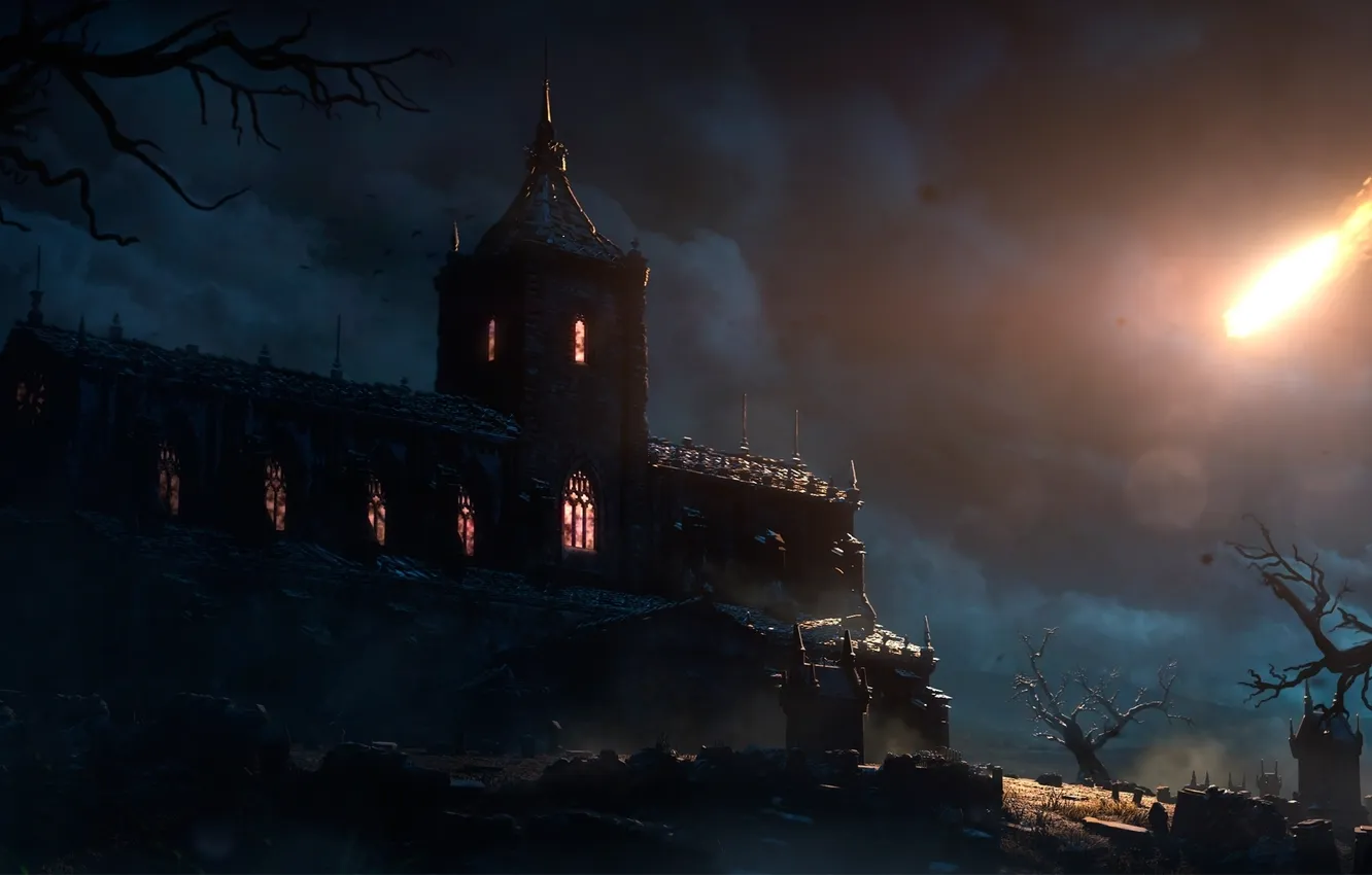 Photo wallpaper night, house, castle, fortress, Castlevania, Lords of Shadow, Mirror of Fate