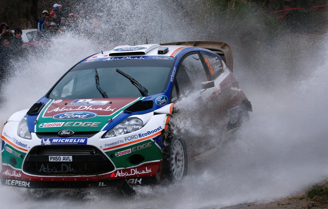 Photo wallpaper Ford, Water, Auto, Sport, Machine, Race, The hood, Puddle