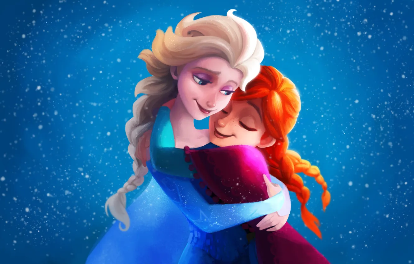 Photo wallpaper figure, cartoon, Frozen, Disney, Anna, Elsa, Cold Heart