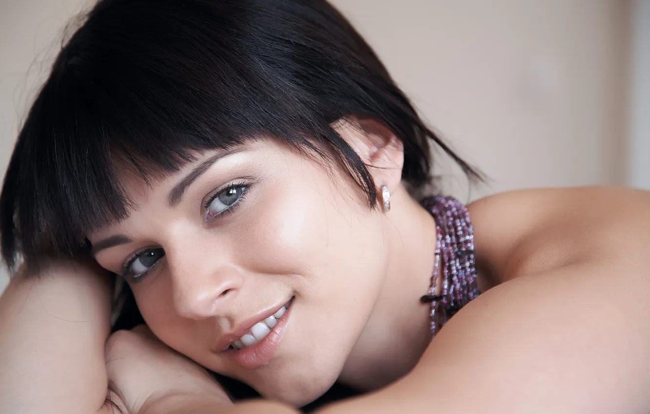 Photo wallpaper face, smile, brunette