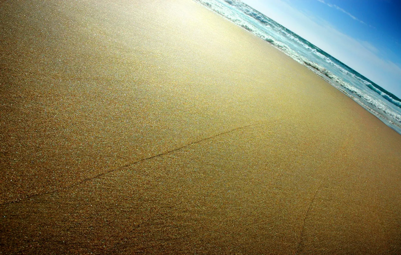Photo wallpaper sea, wave, the sky, shore, Sand