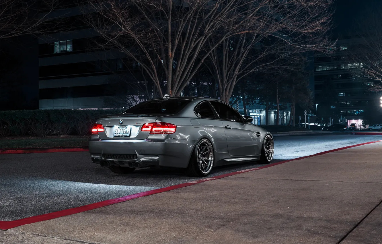 Photo wallpaper bmw, grey, e92, rear view