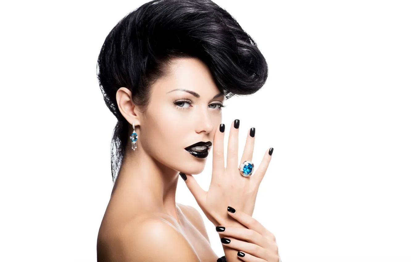 Photo wallpaper look, decoration, style, model, portrait, earrings, hands, makeup