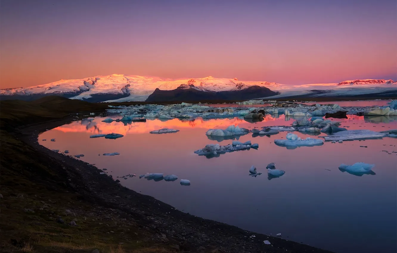 Photo wallpaper ice, sea, shore, Iceland