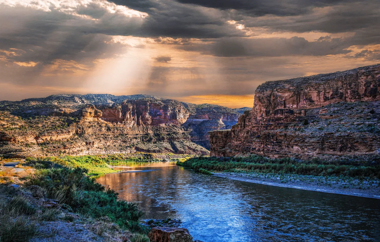 Photo wallpaper river, rocks, canyon